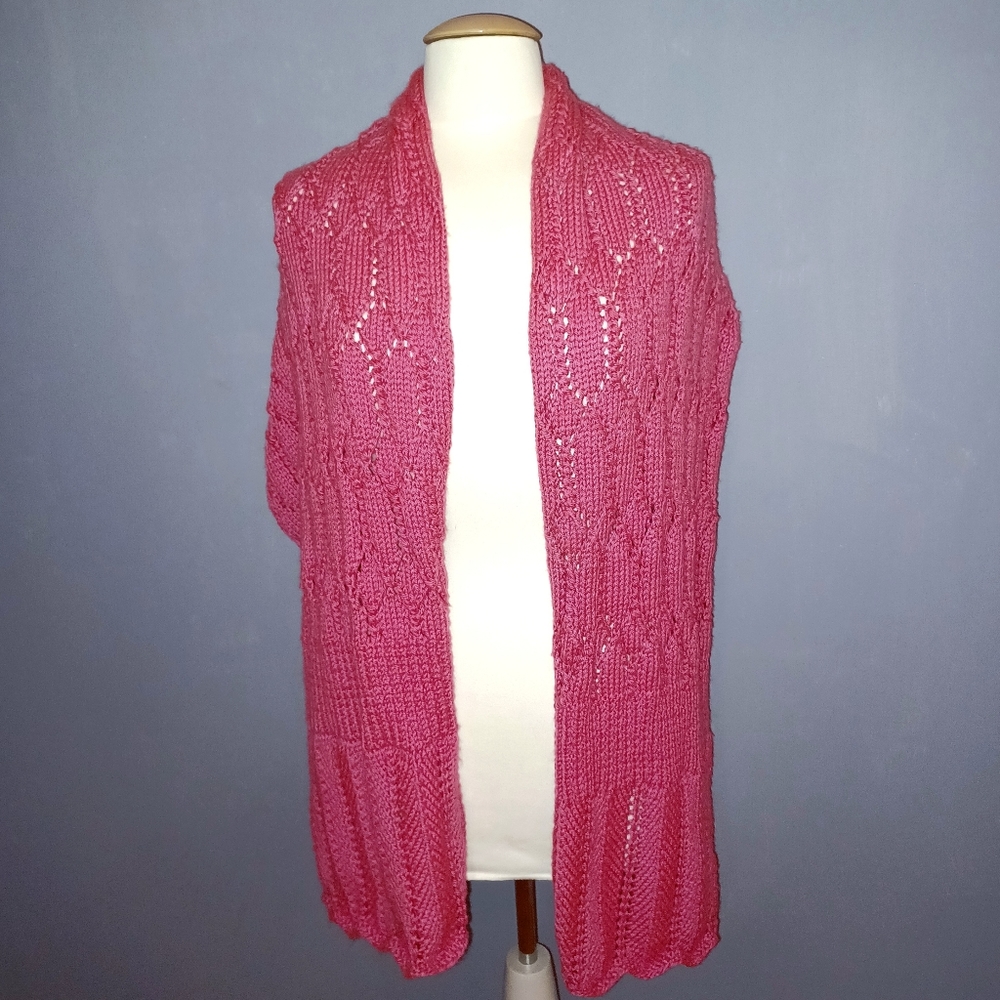 Handmade XL Pink Crochet Shawl (*lap blanket ) - Picture 4 of 6